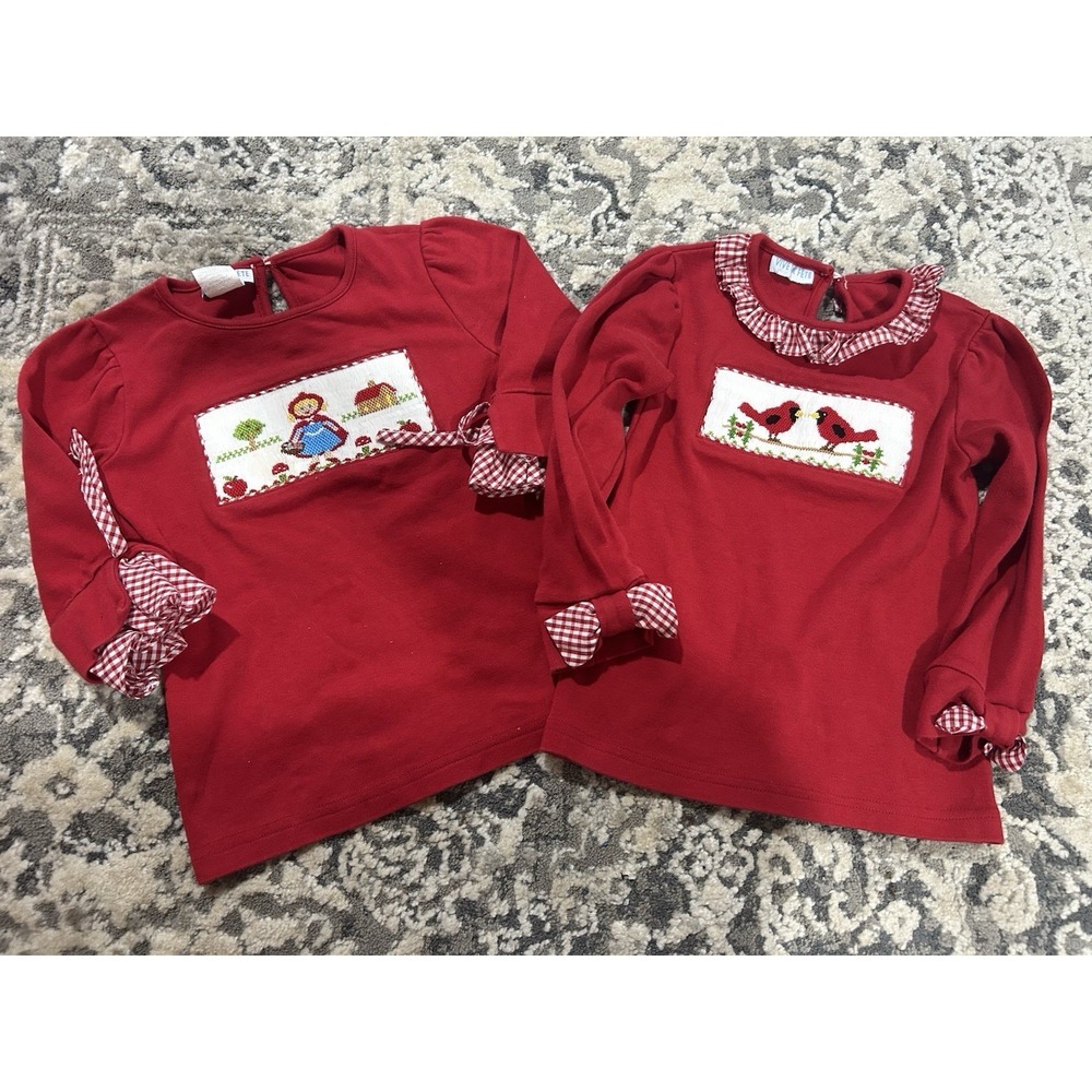 Vive La Fete‎ Lot of Two Smocked Tops Size 2t Red